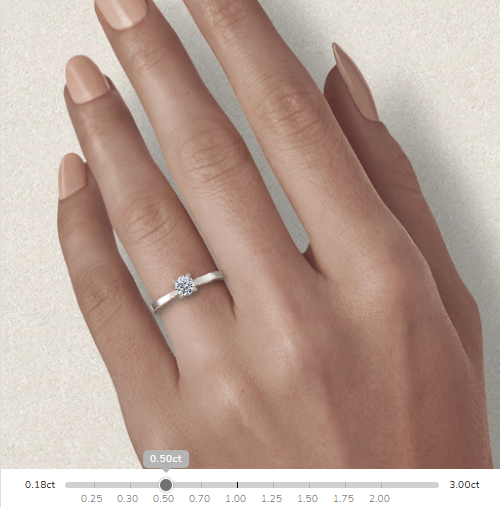 Plain Band Solitare Round Cut Moissanite 10k/18k White Gold or 950 Platinum