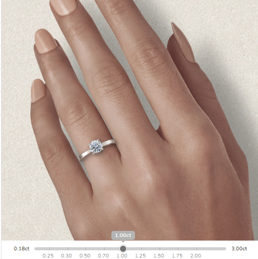 Plain Band Solitare Round Cut Moissanite 10k/18k White Gold or 950 Platinum