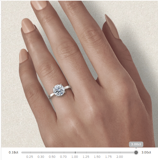 Plain Band Solitare Round Cut Moissanite 10k/18k White Gold or 950 Platinum