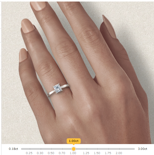 Solitare Radient Cut Moissanite 10k/18k White Gold or 950 Platinum