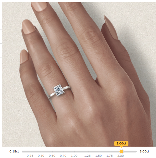 Solitare Radient Cut Moissanite 10k/18k White Gold or 950 Platinum