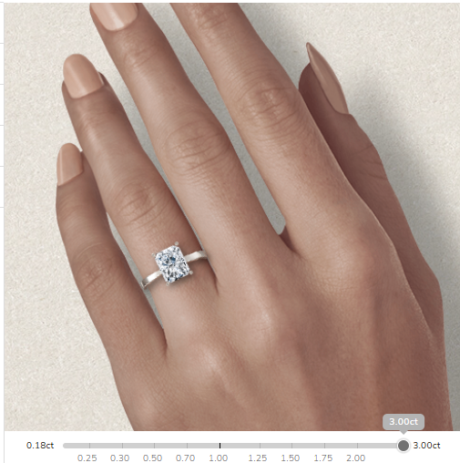 Solitare Radient Cut Moissanite 10k/18k White Gold or 950 Platinum