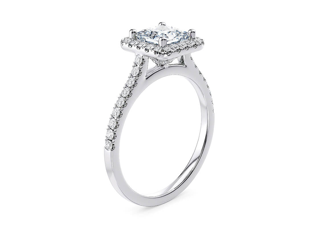 Customisable Princess Cut Moissanite 18k Solid Yellow/White Gold or 950 Platinum