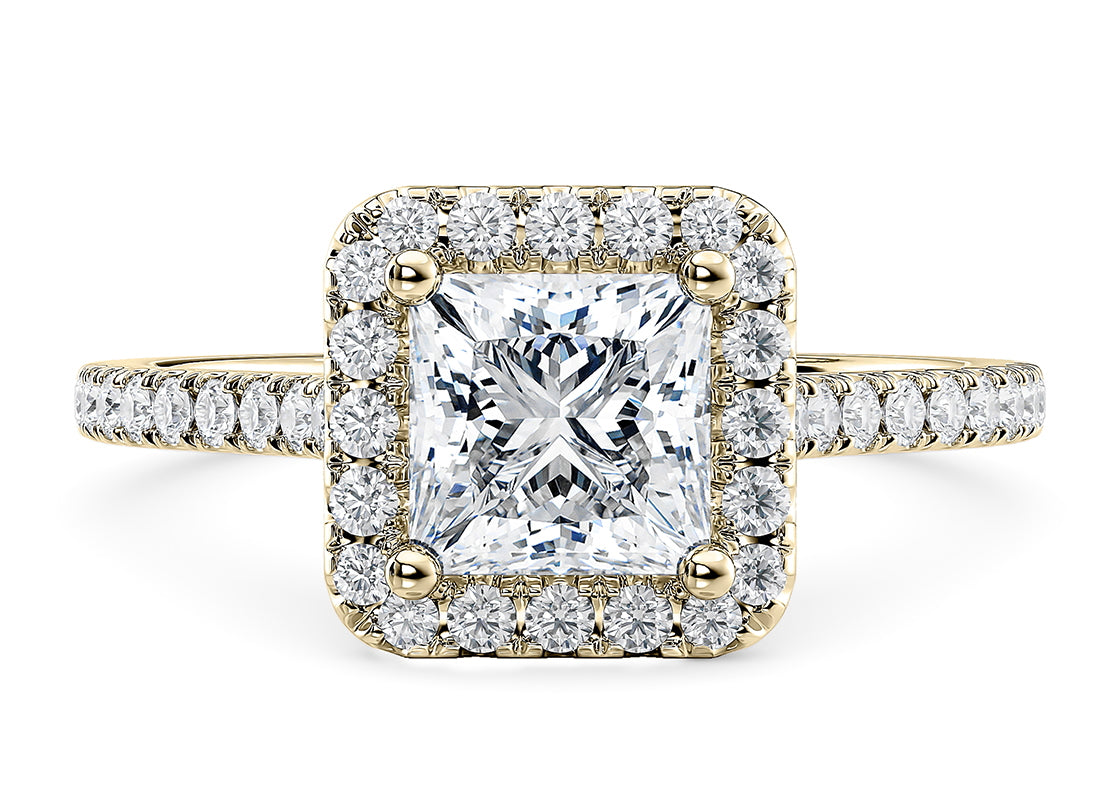 Customisable Princess Cut Moissanite 18k Solid Yellow/White Gold or 950 Platinum