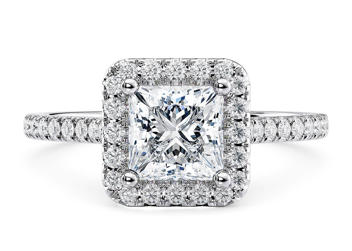 Customisable Princess Cut Moissanite 18k Solid Yellow/White Gold or 950 Platinum
