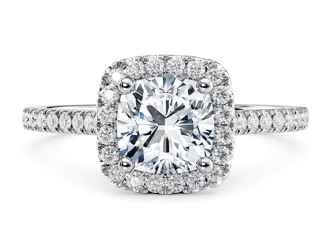 Customisable Cushion Cut Moissanite 18k Solid Yellow/White Gold or 950 Platinum