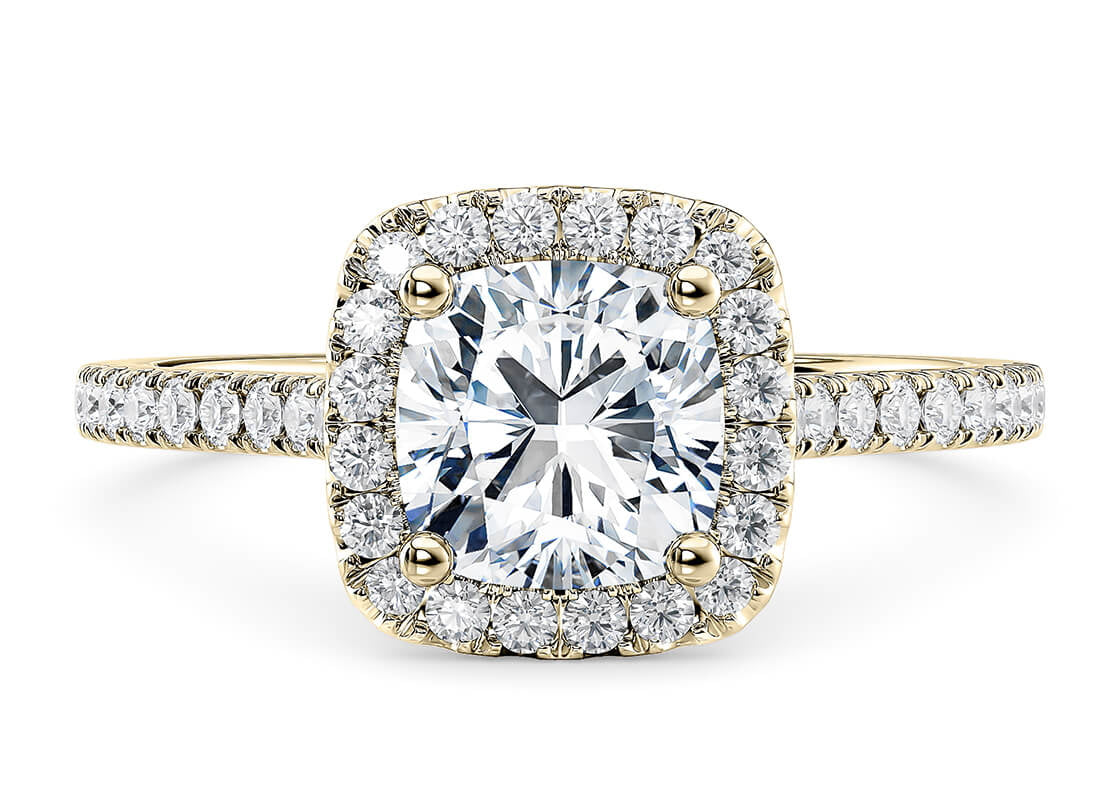 Customisable Cushion Cut Moissanite 18k Solid Yellow/White Gold or 950 Platinum