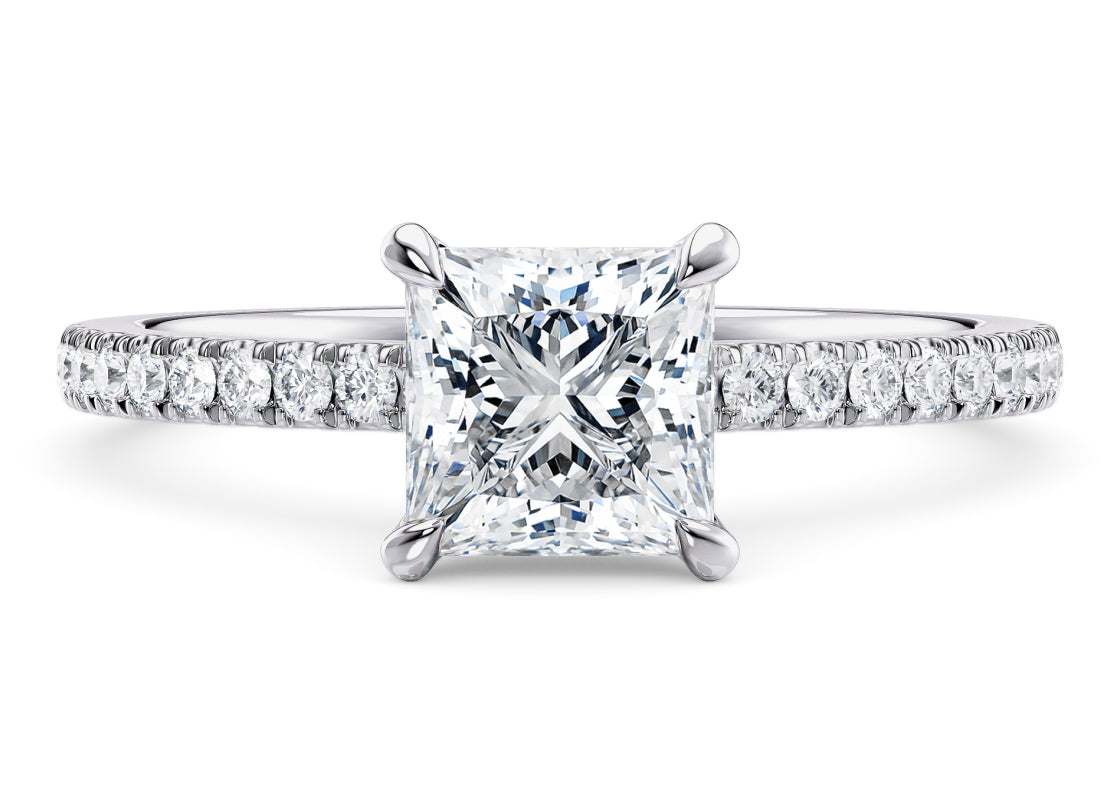 Customisable Princess Cut Moissanite 18k Solid Yellow/White Gold or 950 Platinum