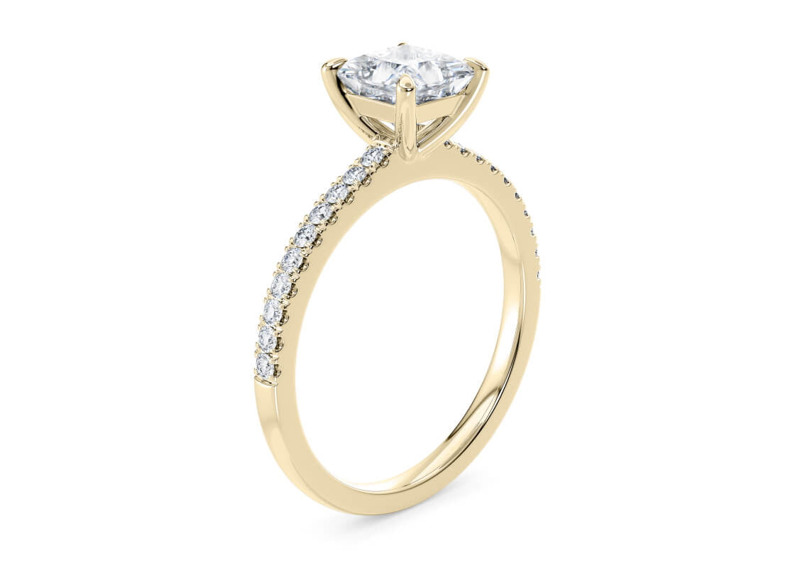 Customisable Princess Cut Moissanite 18k Solid Yellow/White Gold or 950 Platinum