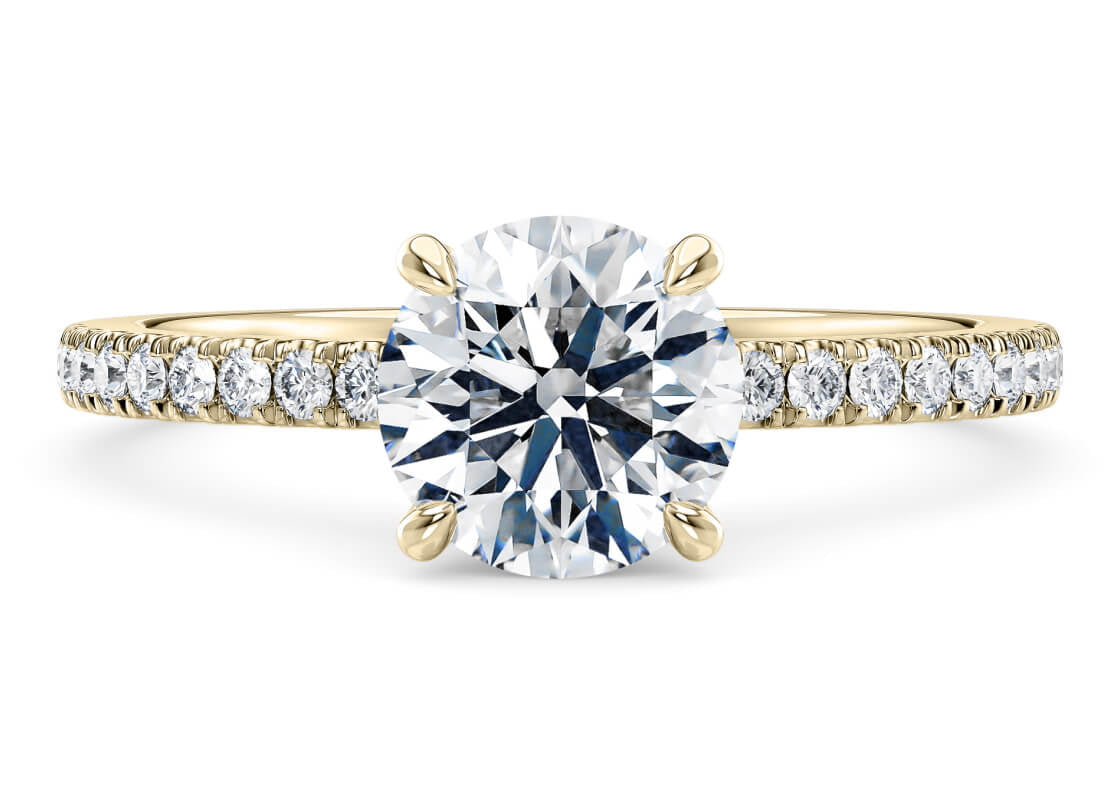 Customisable Round Cut Moissanite 18k Solid Yellow/White Gold or 950 Platinum