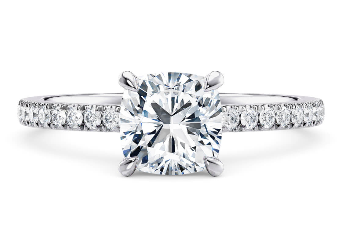 Customisable Cushion Cut Moissanite 18k Solid Yellow/White Gold or 950 Platinum