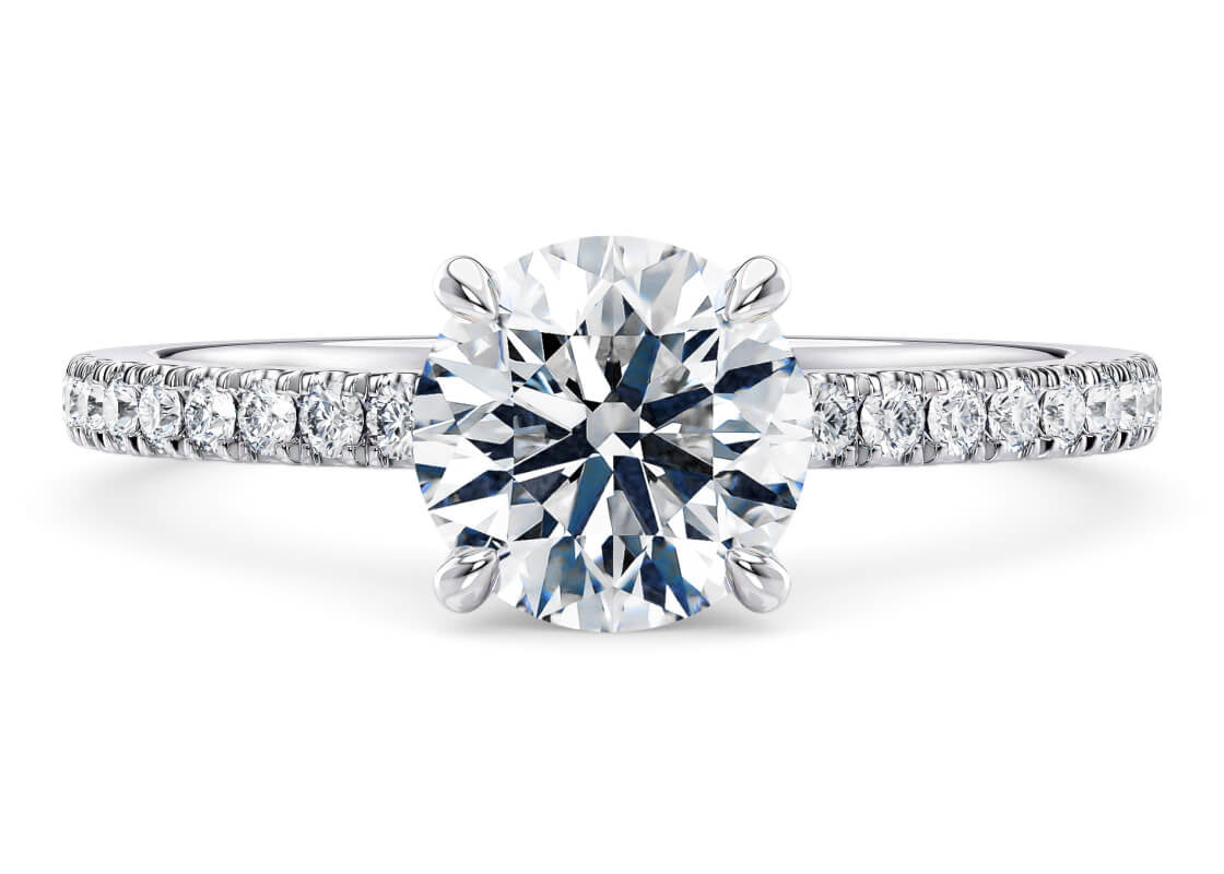 Customisable Round Cut Moissanite 18k Solid Yellow/White Gold or 950 Platinum
