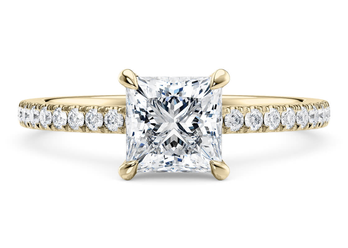 Customisable Princess Cut Moissanite 18k Solid Yellow/White Gold or 950 Platinum