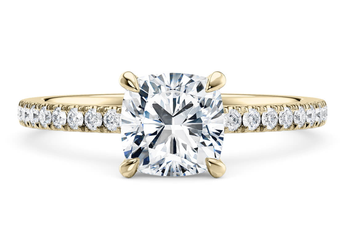 Customisable Cushion Cut Moissanite 18k Solid Yellow/White Gold or 950 Platinum