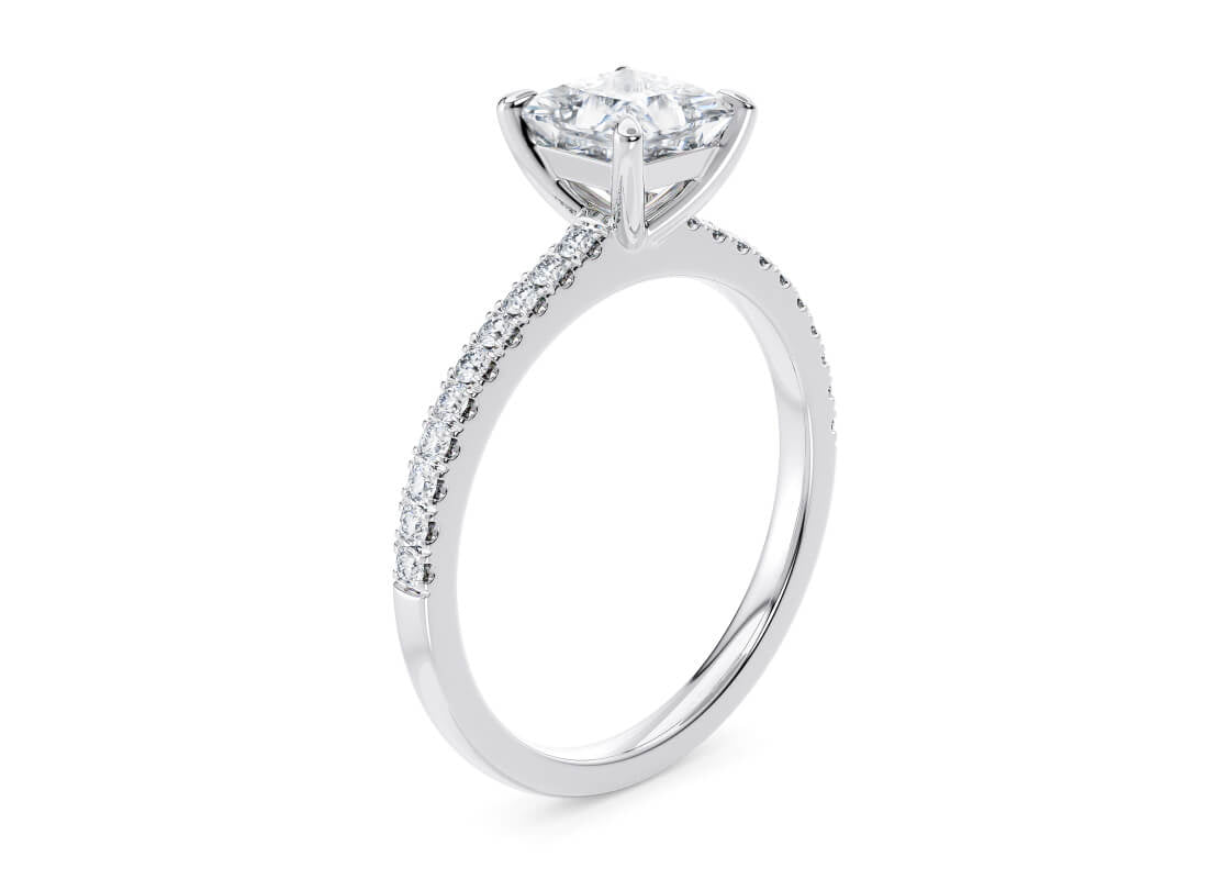 Customisable Princess Cut Moissanite 18k Solid Yellow/White Gold or 950 Platinum