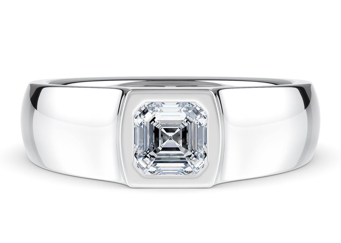 Astor Men's Moissanite Wedding Ring Solid 18k Yellow/White Gold or 950 Platinum