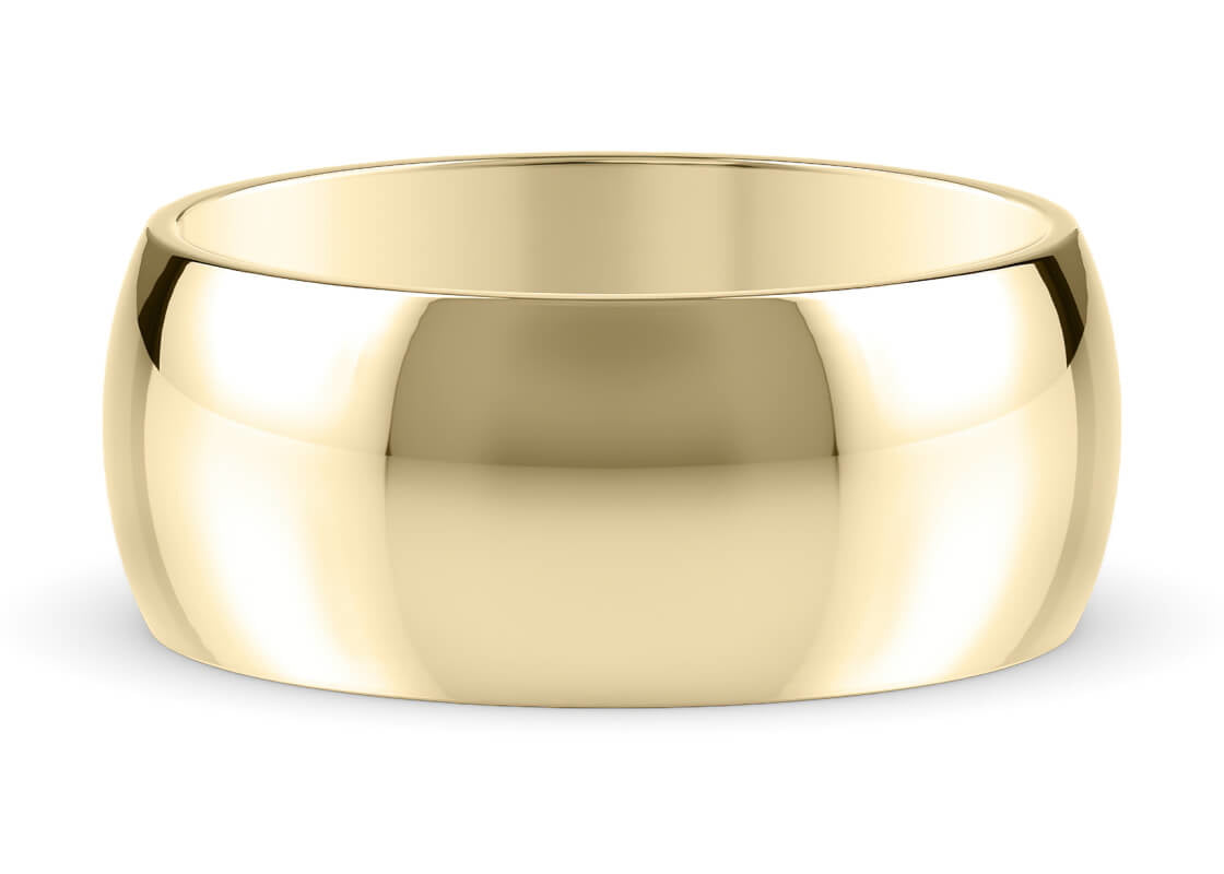 D-Shape Classic Wedding Ring Solid 18k Yellow/White Gold or 950 Platinum