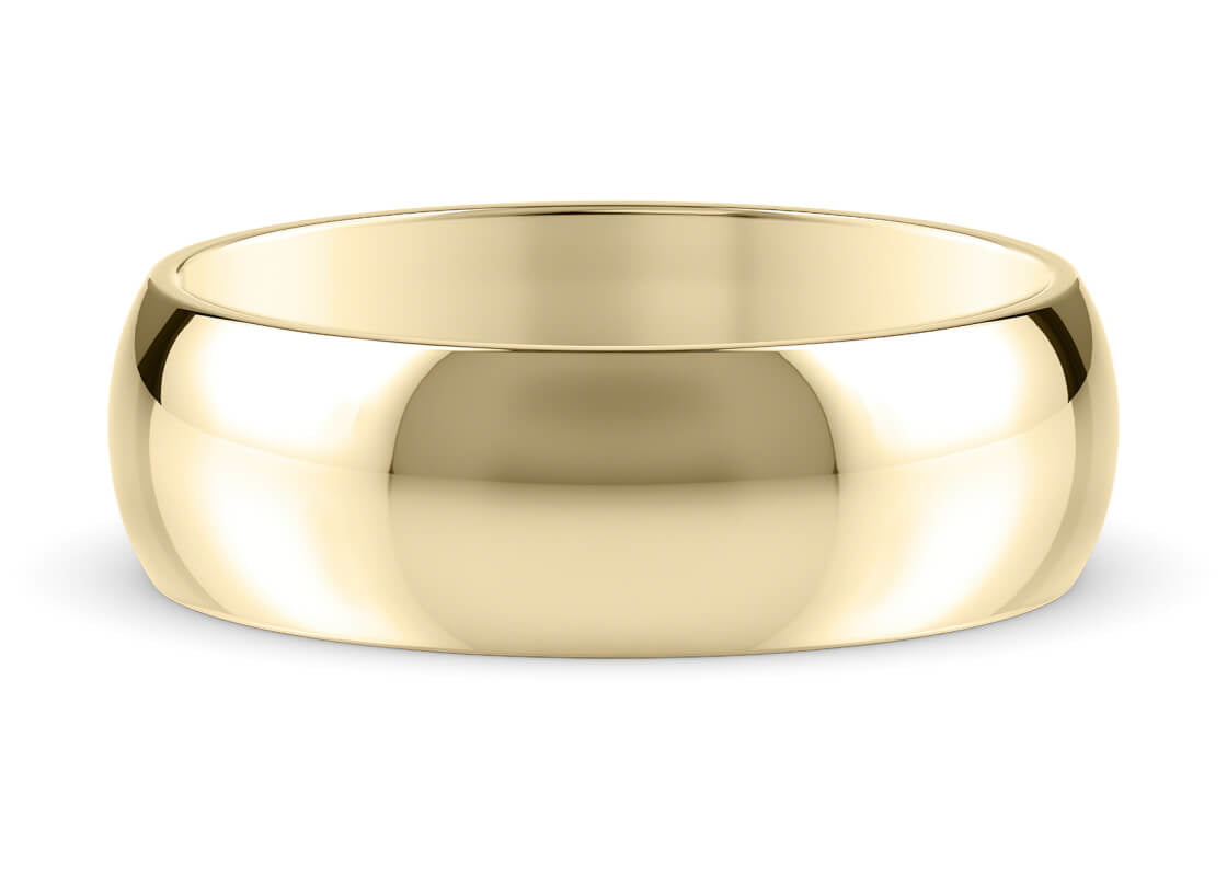 D-Shape Classic Wedding Ring Solid 18k Yellow/White Gold or 950 Platinum