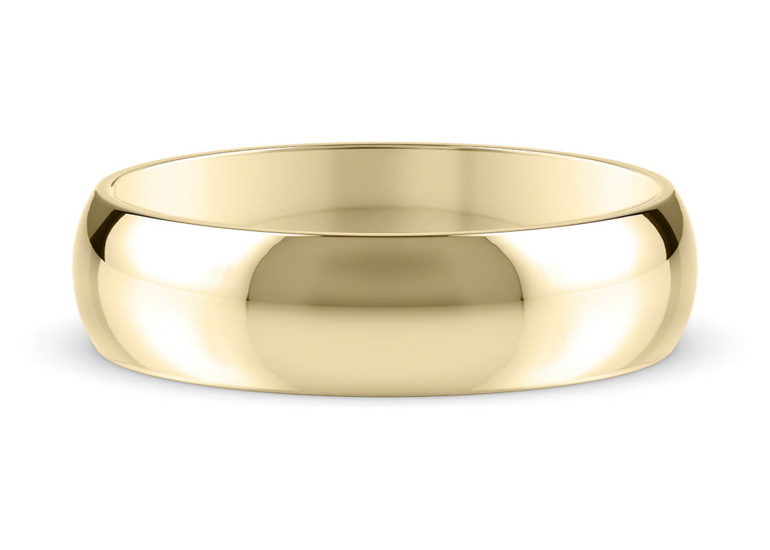 D-Shape Classic Wedding Ring Solid 18k Yellow/White Gold or 950 Platinum
