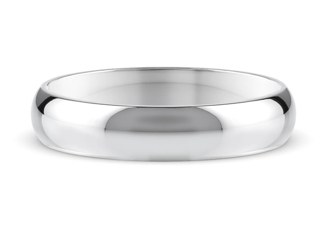 D-Shape Classic Wedding Ring Solid 18k Yellow/White Gold or 950 Platinum
