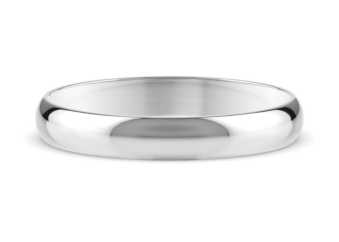 D-Shape Classic Wedding Ring Solid 18k Yellow/White Gold or 950 Platinum