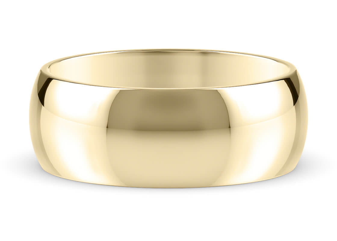 D-Shape Classic Wedding Ring Solid 18k Yellow/White Gold or 950 Platinum