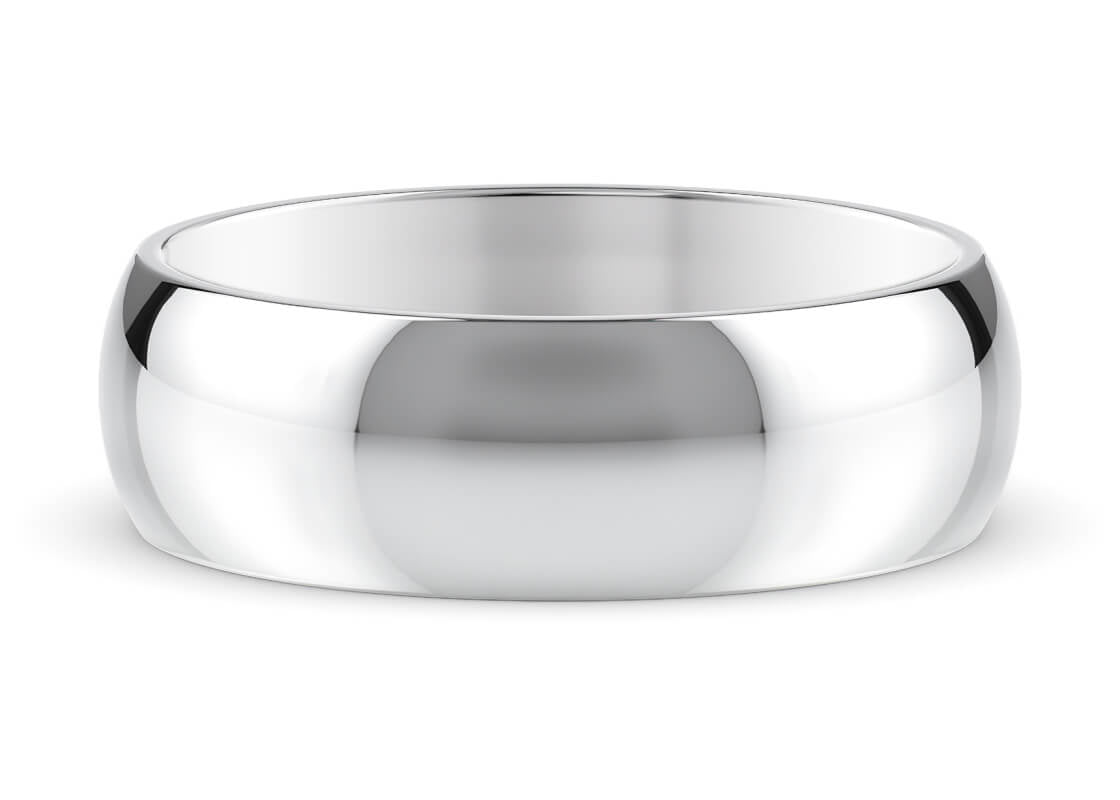 D-Shape Classic Wedding Ring Solid 18k Yellow/White Gold or 950 Platinum