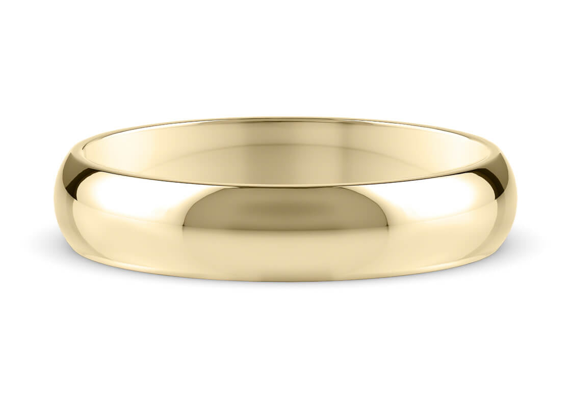 D-Shape Classic Wedding Ring Solid 18k Yellow/White Gold or 950 Platinum