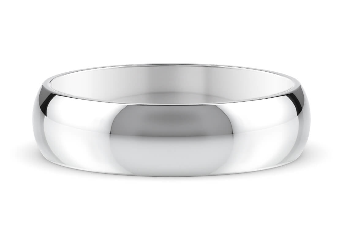 D-Shape Classic Wedding Ring Solid 18k Yellow/White Gold or 950 Platinum