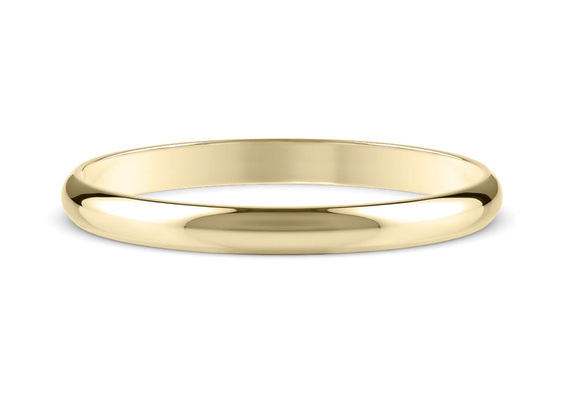 D-Shape Classic Wedding Ring Solid 18k Yellow/White Gold or 950 Platinum