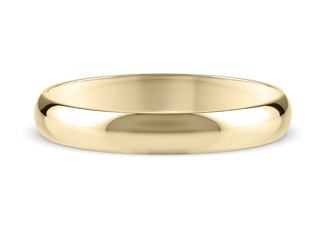 D-Shape Classic Wedding Ring Solid 18k Yellow/White Gold or 950 Platinum