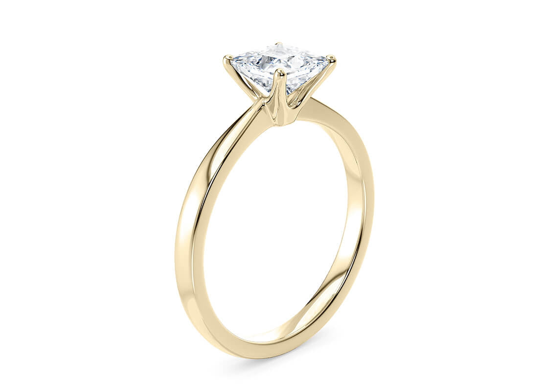 Customisable Princess Cut Moissanite 18k Solid Yellow/White Gold or 950 Platinum