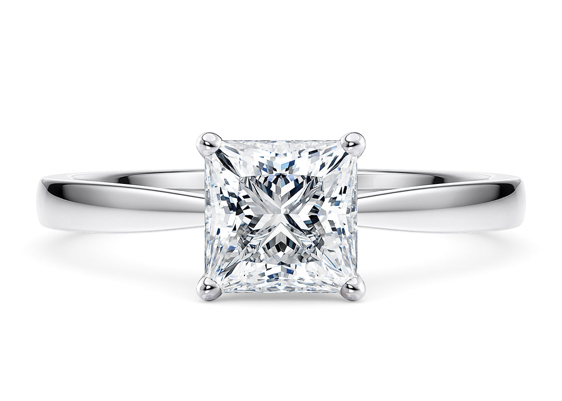 Customisable Princess Cut Moissanite 18k Solid Yellow/White Gold or 950 Platinum