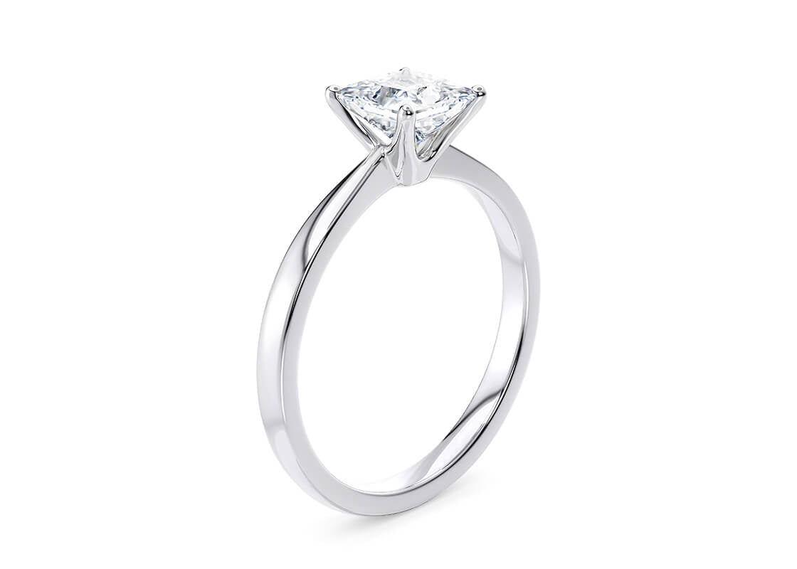 Customisable Princess Cut Moissanite 18k Solid Yellow/White Gold or 950 Platinum