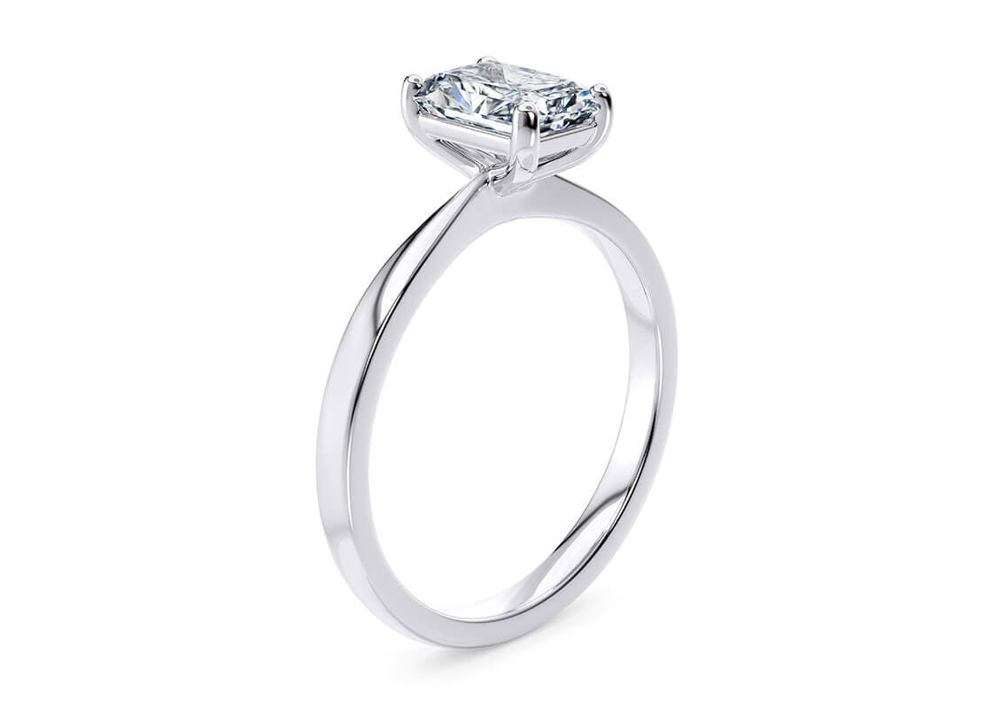 Solitare Radient Cut Moissanite 10k/18k White Gold or 950 Platinum