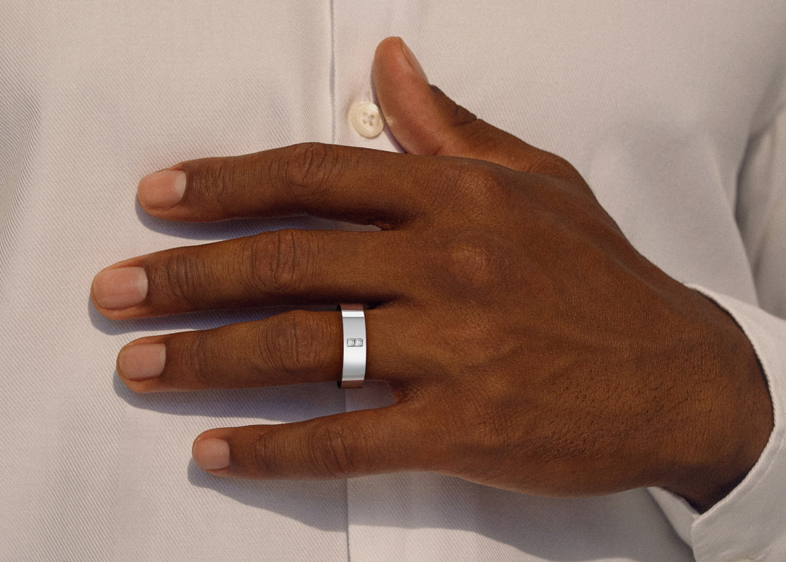Jakob Men's Moissanite Wedding Ring Solid 18k Yellow/White Gold or 950 Platinum