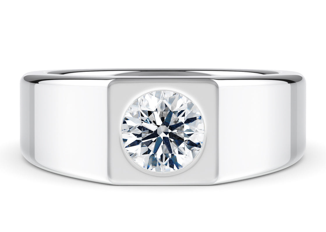 Morgan Men's Moissanite Wedding Ring Solid 18k Yellow/White Gold or 950 Platinum