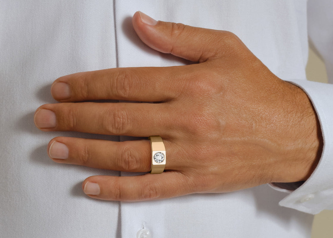 Morgan Men's Moissanite Wedding Ring Solid 18k Yellow/White Gold or 950 Platinum