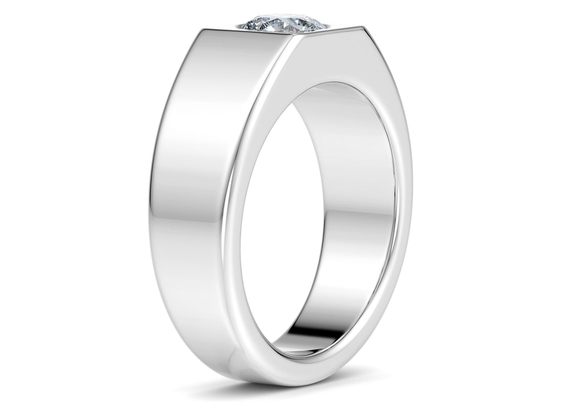 Morgan Men's Moissanite Wedding Ring Solid 18k Yellow/White Gold or 950 Platinum