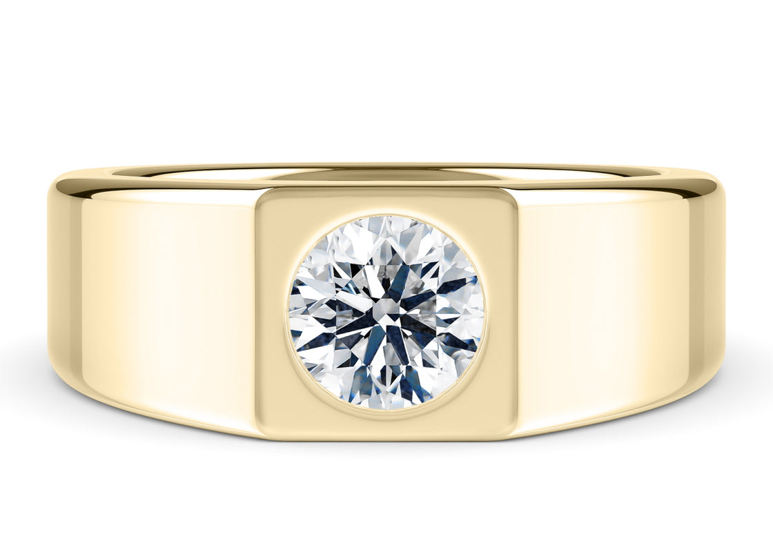Morgan Men's Moissanite Wedding Ring Solid 18k Yellow/White Gold or 950 Platinum