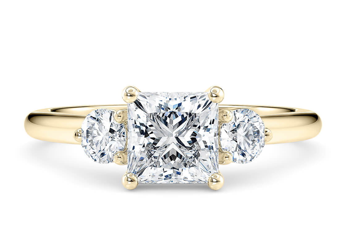 Customisable Princess Cut Moissanite 18k Solid Yellow/White Gold or 950 Platinum