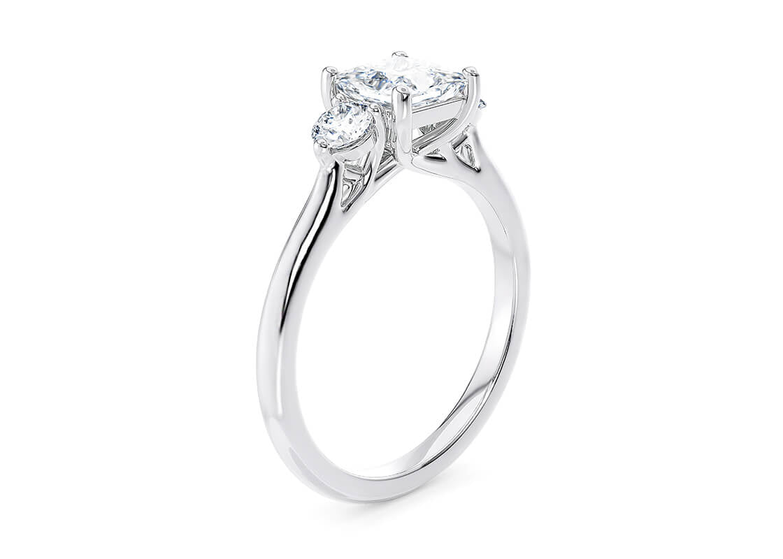 Customisable Princess Cut Moissanite 18k Solid Yellow/White Gold or 950 Platinum