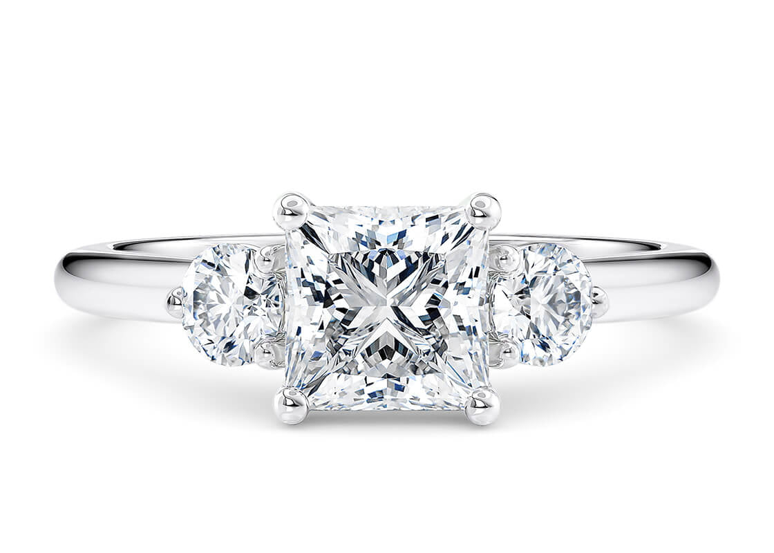Customisable Princess Cut Moissanite 18k Solid Yellow/White Gold or 950 Platinum