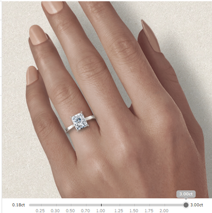 Customisable Princess Cut Moissanite 18k Solid Yellow/White Gold or 950 Platinum