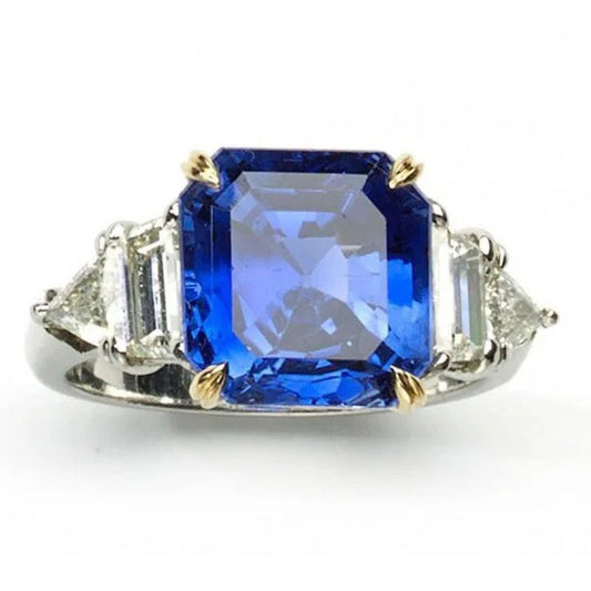 7 Carat Sapphire Burma No Heat and Diamond Ring