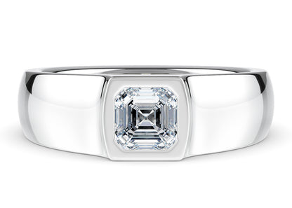 Astor Men's Moissanite Wedding Ring Solid 18k Yellow/White Gold or 950 Platinum