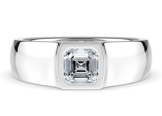Astor Men's Moissanite Wedding Ring Solid 18k Yellow/White Gold or 950 Platinum