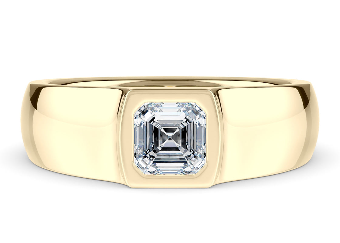 Astor Men's Moissanite Wedding Ring Solid 18k Yellow/White Gold or 950 Platinum