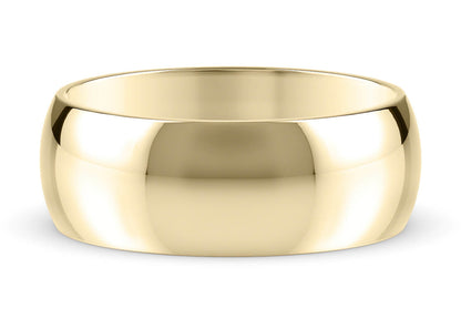 D-Shape Classic Wedding Ring Solid 18k Yellow/White Gold or 950 Platinum