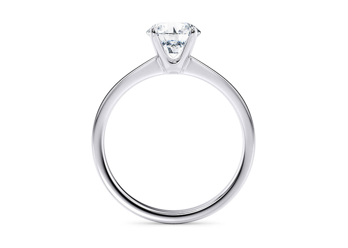 Plain Band Solitare Round Cut Moissanite 10k/18k White Gold or 950 Platinum